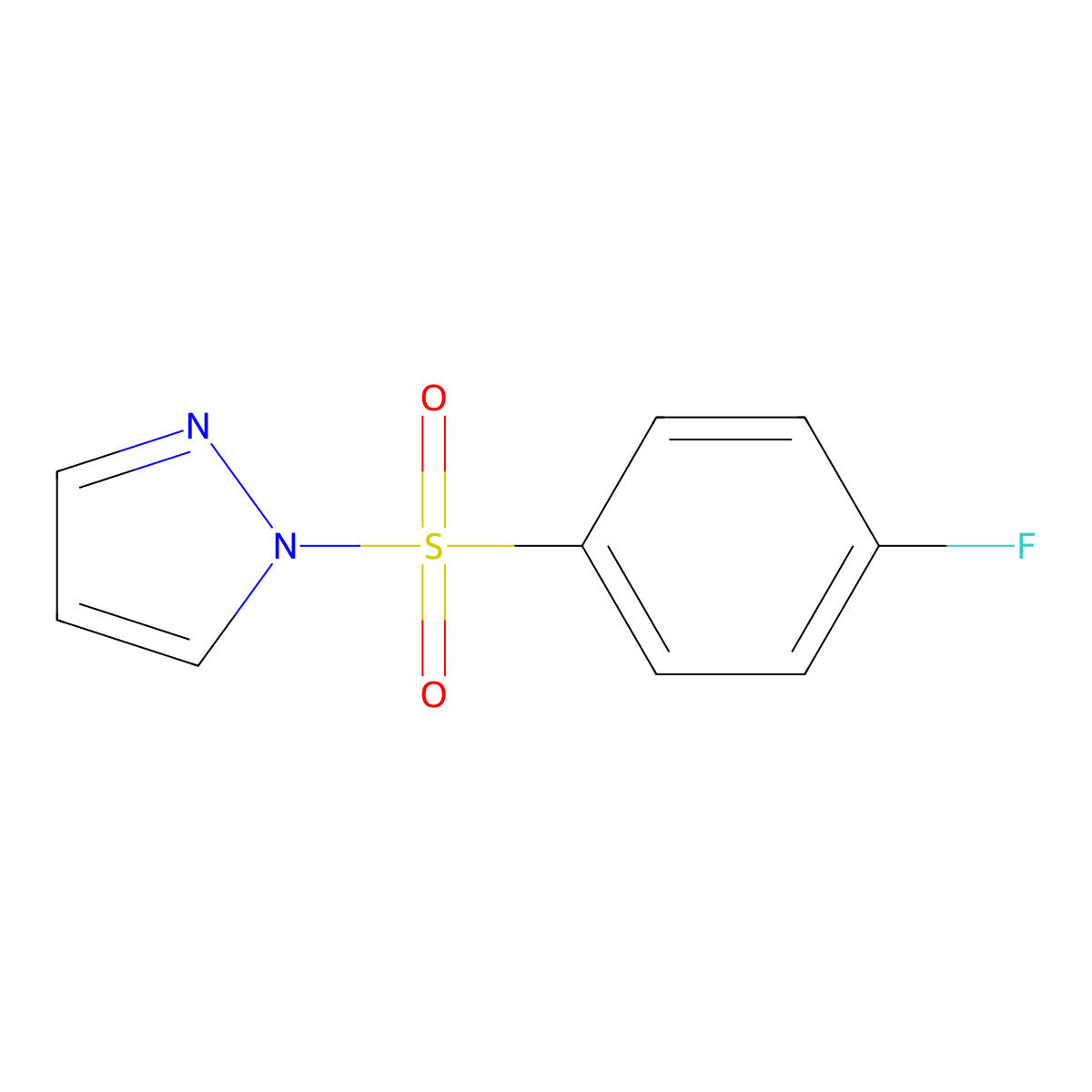 1-[(4-fluorophenyl)sulfonyl]-1H-pyrazole molecular structure, CAS 549496-24-4