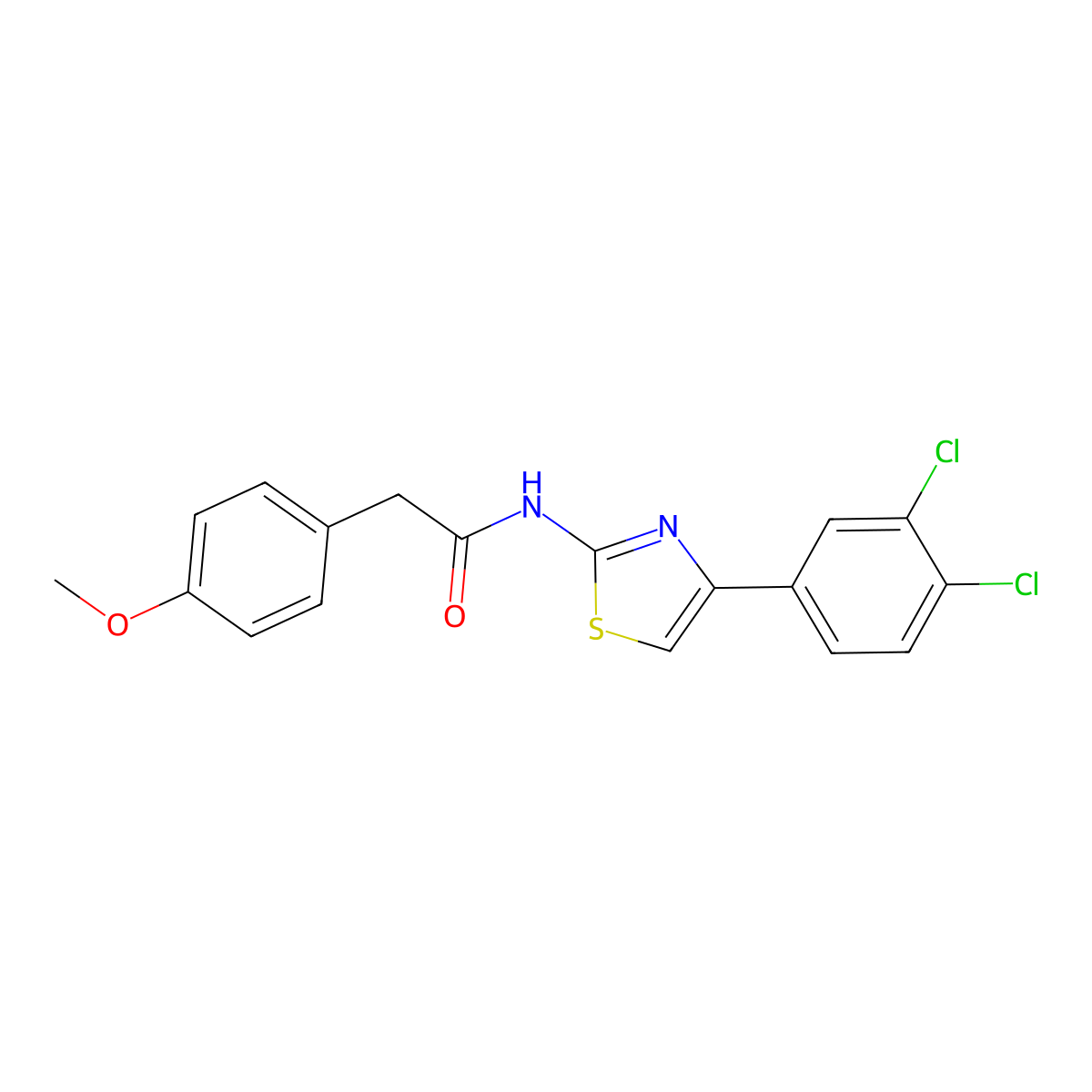 N-[4-(3,4-dichlorophenyl)-1,3-thiazol-2-yl]-2-(4-methoxyphenyl)acetamide molecular structure, CAS 549498-43-3