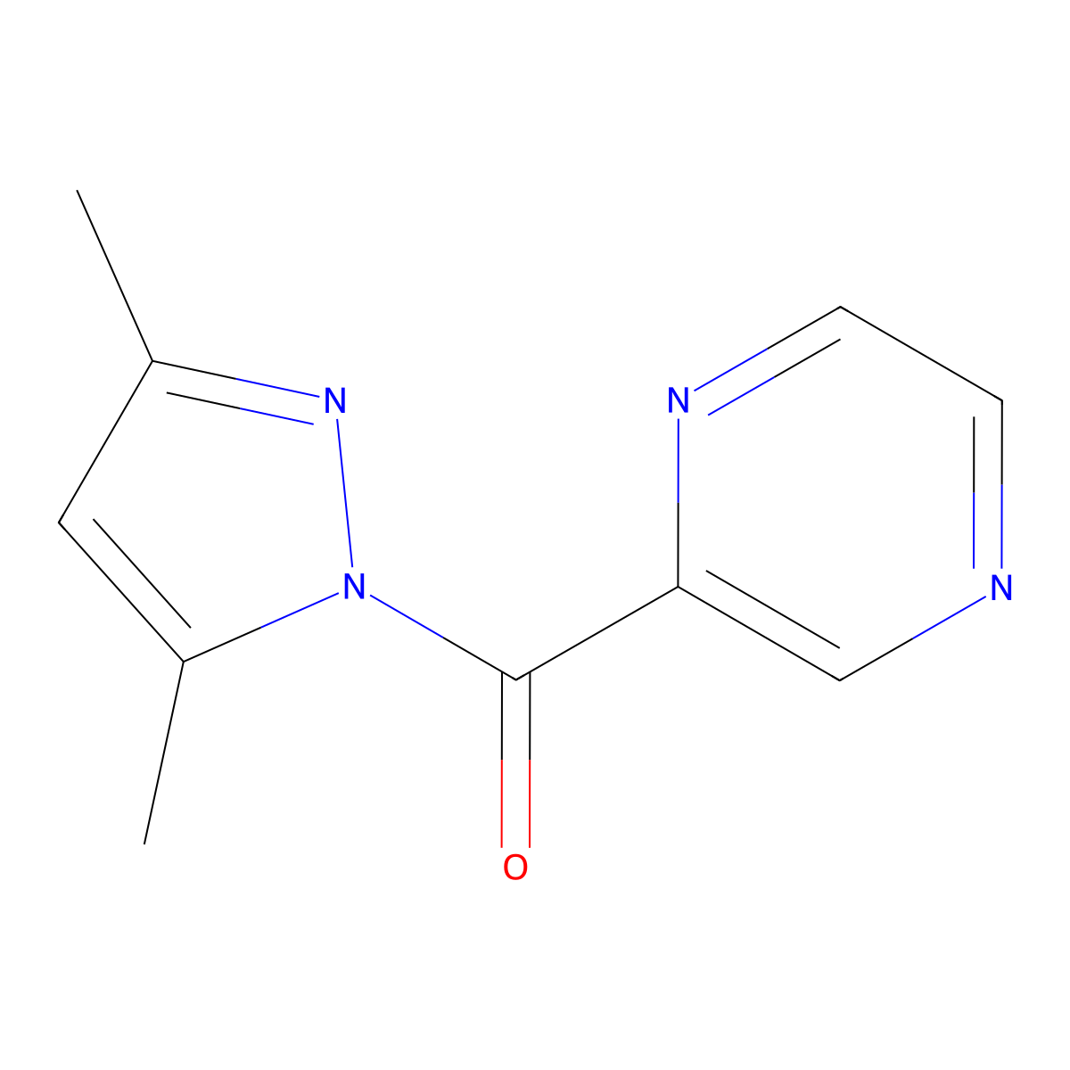 (3,5-Dimethylpyrazol-1-yl)-pyrazin-2-ylmethanone molecular structure, CAS 549498-55-7