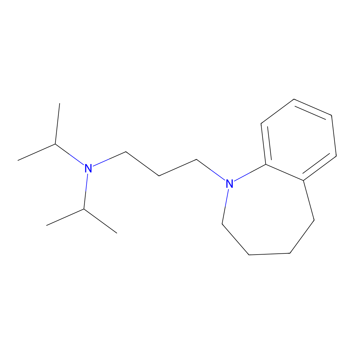 1H-1-Benzazepine, 2,3,4,5-tetrahydro-1-(3-(diisopropylamino)propyl)- molecular structure, CAS 54951-35-8
