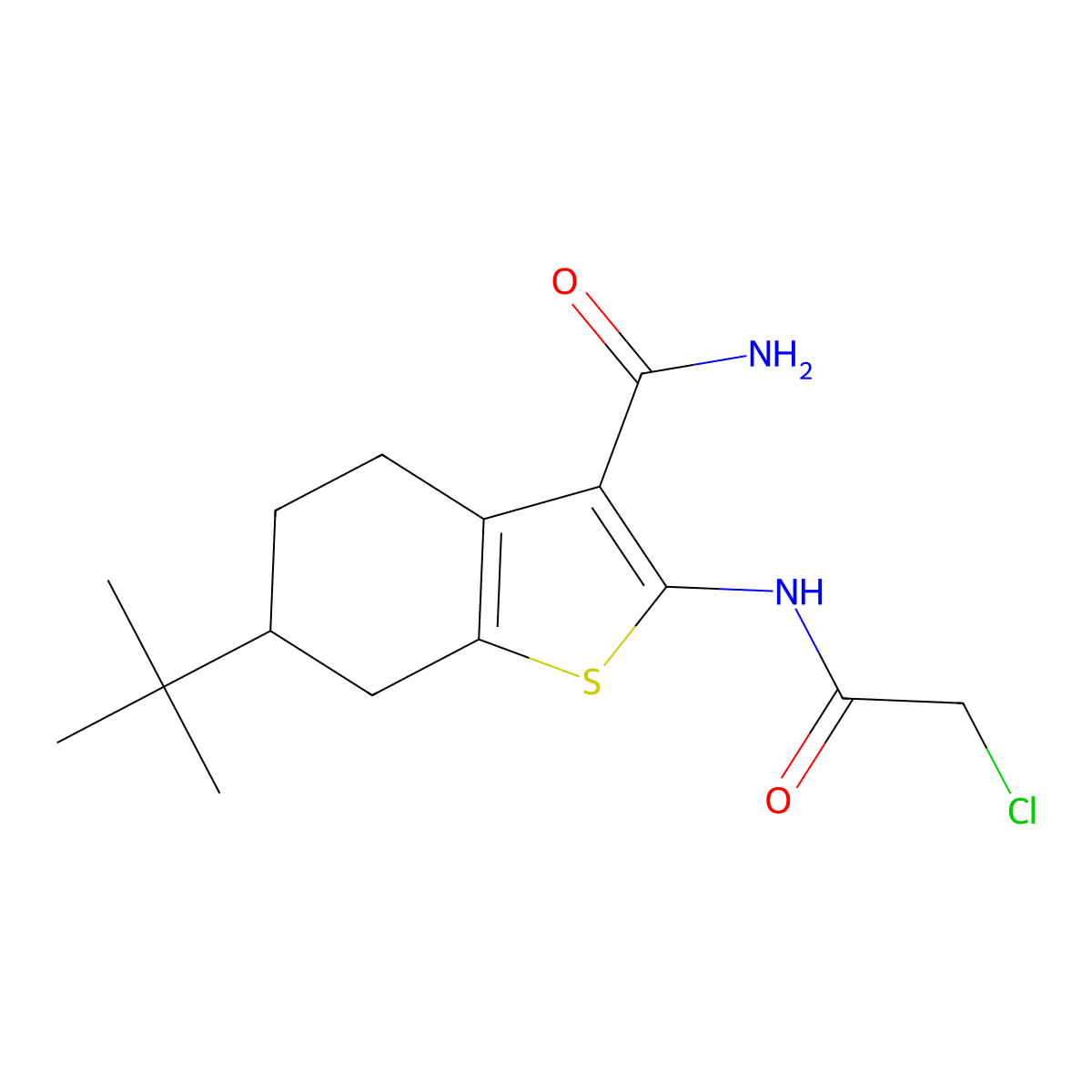 6-(tert-Butyl)-2-(2-chloroacetamido)-4,5,6,7-tetrahydrobenzo[b]thiophene-3-carboxamide molecular structure, CAS 549515-99-3