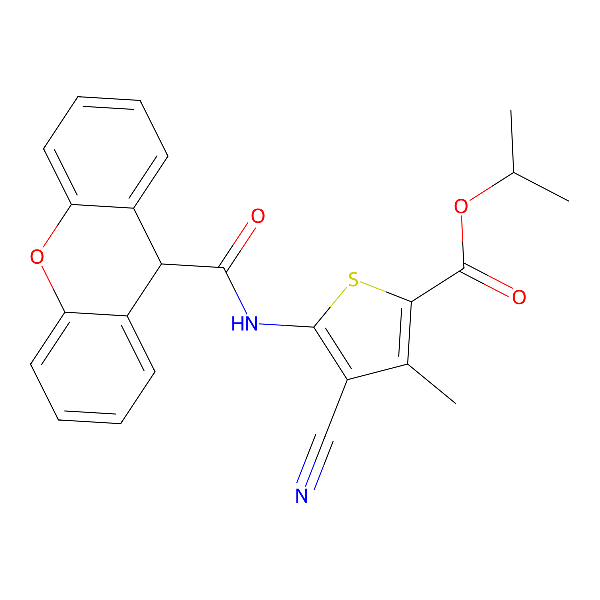 Propan-2-yl 4-cyano-3-methyl-5-(9H-xanthene-9-carbonylamino)thiophene-2-carboxylate molecular structure, CAS 549517-16-0