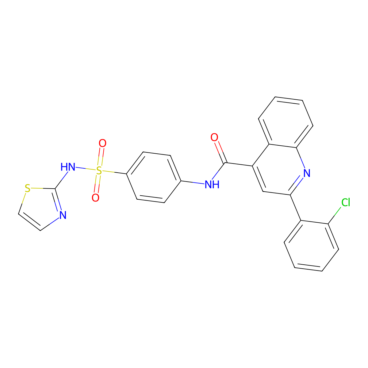 2-(2-chlorophenyl)-N-[4-(1,3-thiazol-2-ylsulfamoyl)phenyl]quinoline-4-carboxamide molecular structure, CAS 549517-84-2