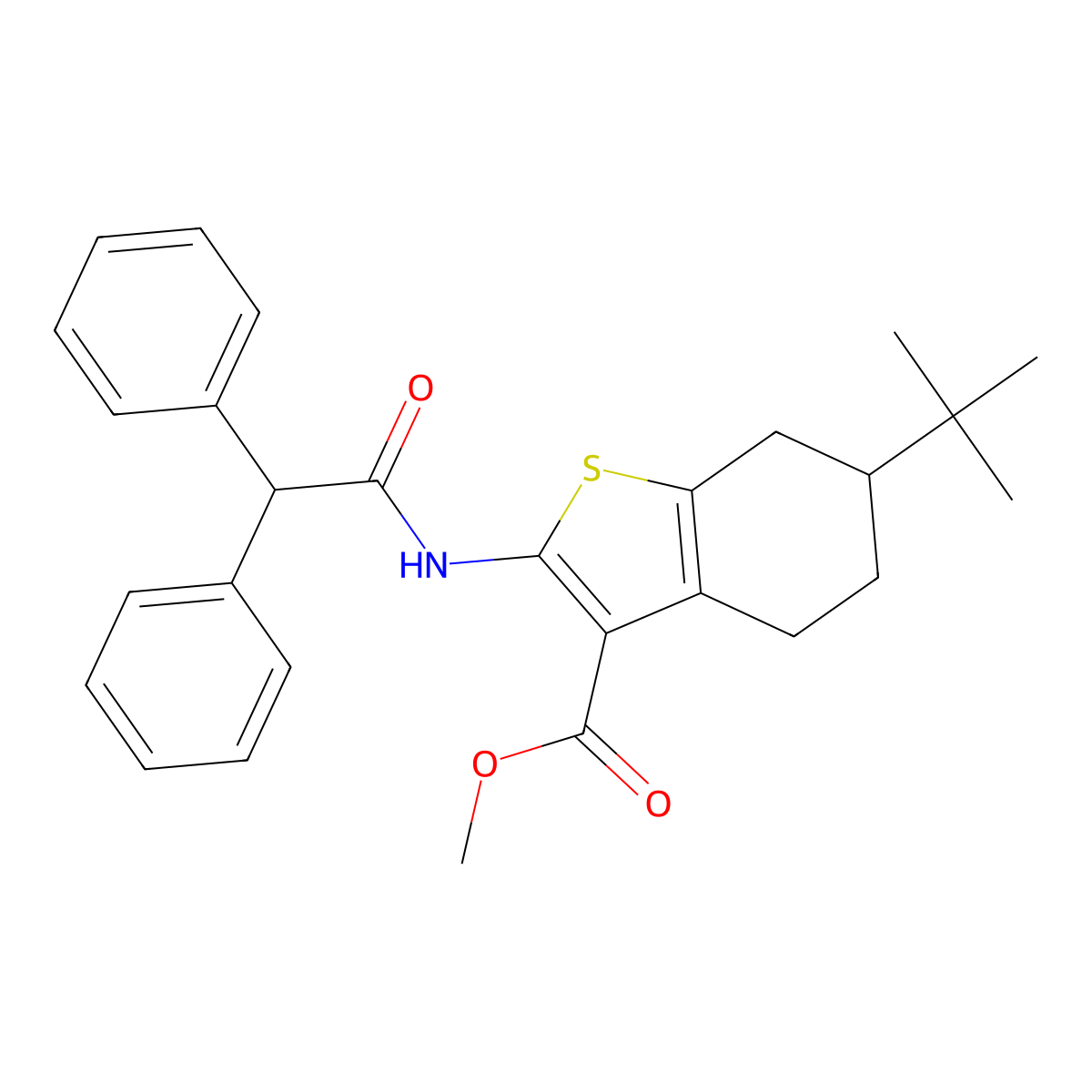 Methyl 6-tert-butyl-2-[(diphenylacetyl)amino]-4,5,6,7-tetrahydro-1-benzothiophene-3-carboxylate molecular structure, CAS 549518-96-9