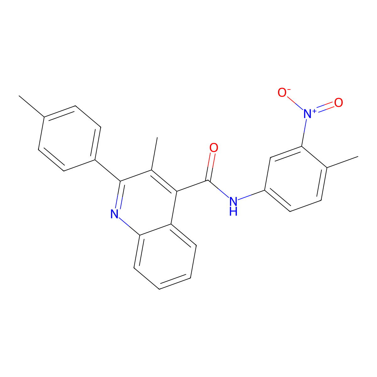 3-methyl-N-(4-methyl-3-nitrophenyl)-2-(4-methylphenyl)quinoline-4-carboxamide molecular structure, CAS 549519-43-9