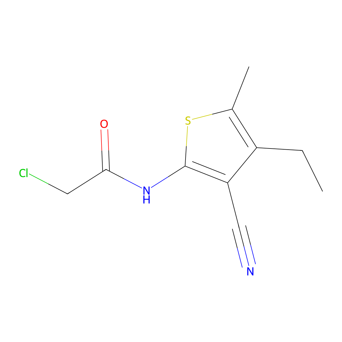 2-chloro-N-(3-cyano-4-ethyl-5-methylthiophen-2-yl)acetamide molecular structure, CAS 549520-00-5