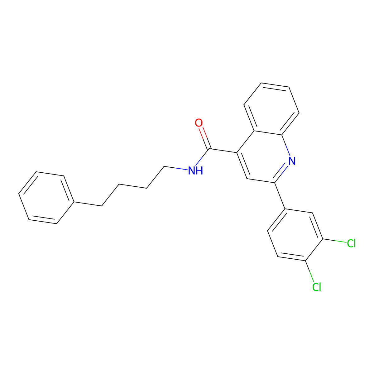 2-(3,4-dichlorophenyl)-N-(4-phenylbutyl)quinoline-4-carboxamide molecular structure, CAS 549520-08-3