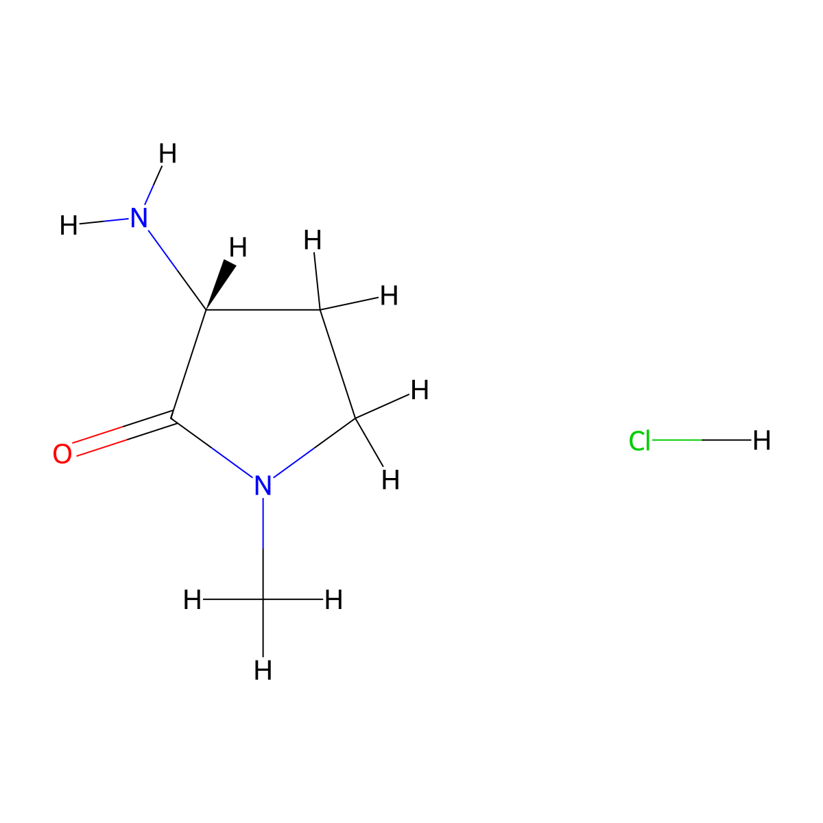 (3R)-3-amino-1-methylpyrrolidin-2-one hydrochloride molecular structure, CAS 549531-11-5