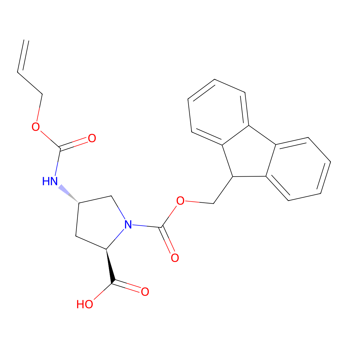(2R,4S)-4-Alloc-amino-1-Fmoc-Pyrrolidine-2-carboxylic acid molecular structure, CAS 549534-58-9
