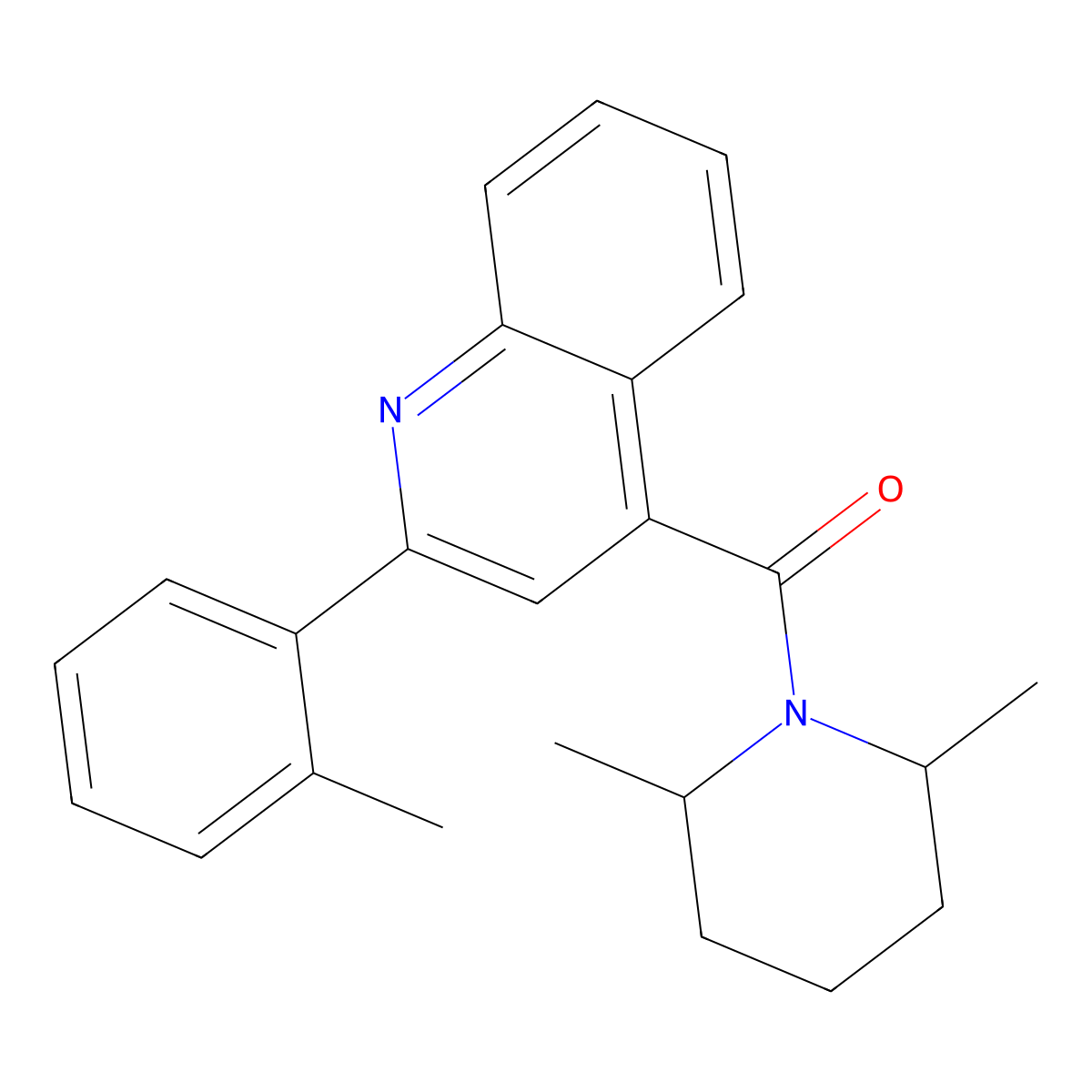 (2,6-Dimethylpiperidin-1-yl)[2-(2-methylphenyl)quinolin-4-yl]methanone molecular structure, CAS 549536-74-5