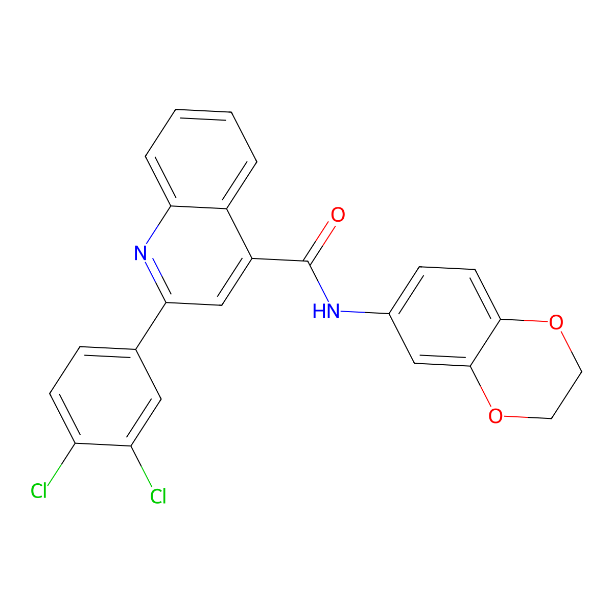 2-(3,4-dichlorophenyl)-N-(2,3-dihydro-1,4-benzodioxin-6-yl)quinoline-4-carboxamide molecular structure, CAS 549537-54-4
