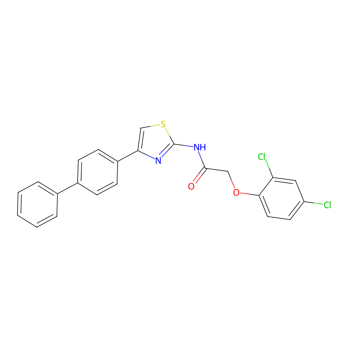 2-(2,4-dichlorophenoxy)-N-[4-(4-phenylphenyl)-1,3-thiazol-2-yl]acetamide molecular structure, CAS 549538-15-0