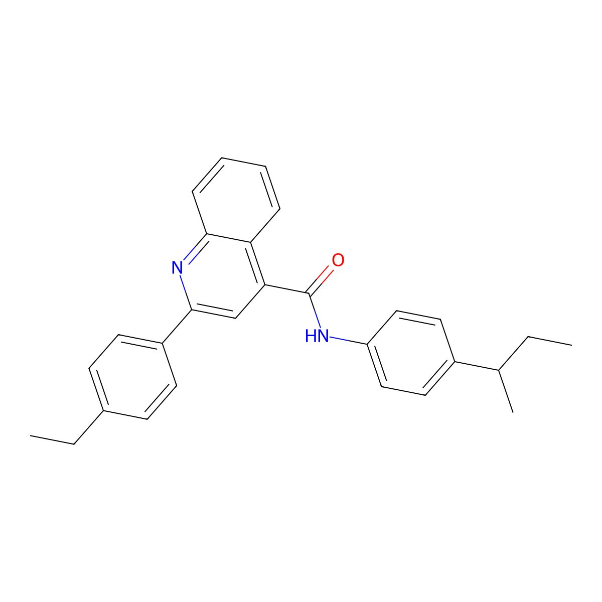 N-(4-butan-2-ylphenyl)-2-(4-ethylphenyl)quinoline-4-carboxamide molecular structure, CAS 549540-51-4