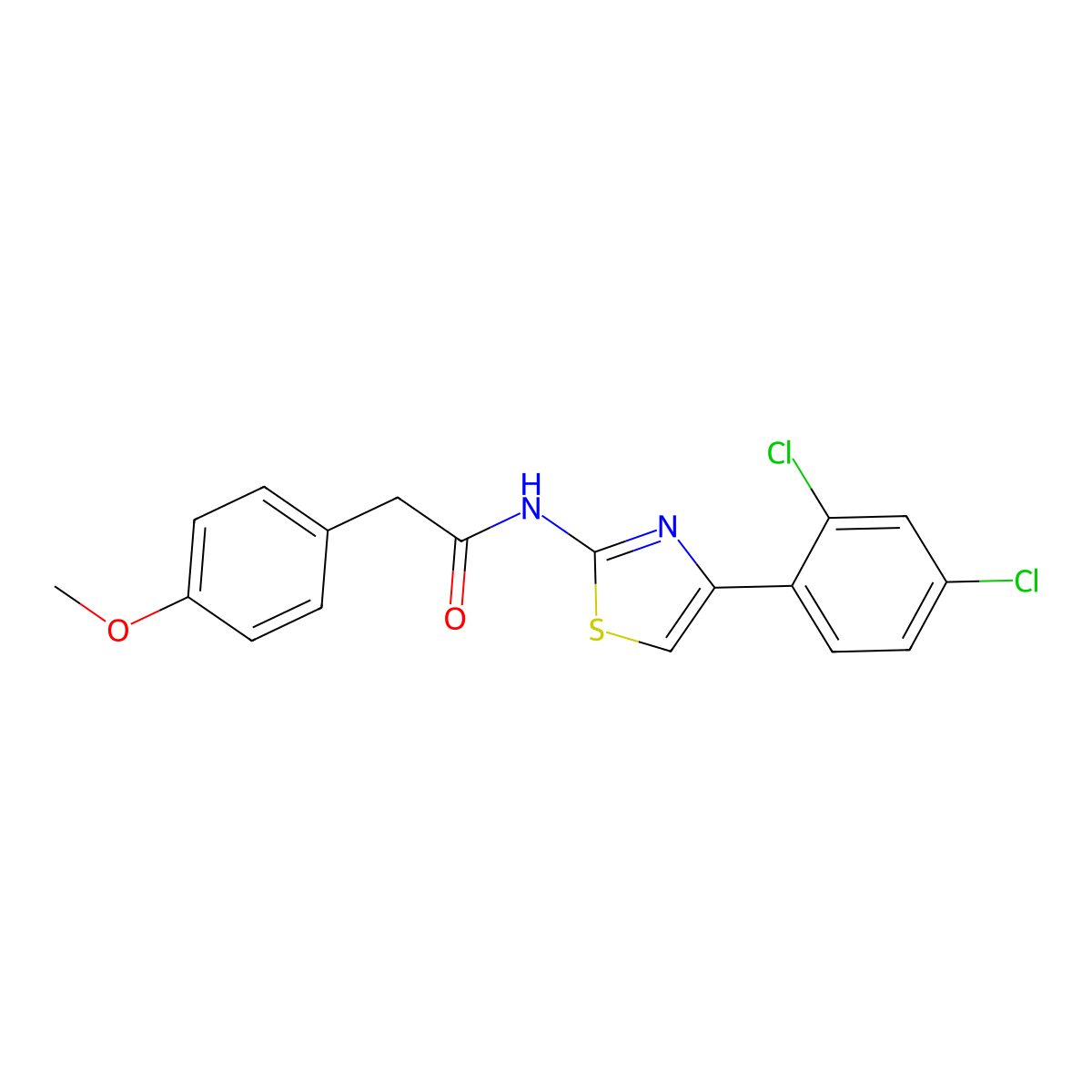 N-(4-(2,4-dichlorophenyl)thiazol-2-yl)-2-(4-methoxyphenyl)acetamide molecular structure, CAS 549541-03-9