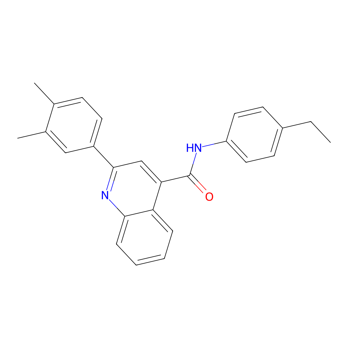 2-(3,4-dimethylphenyl)-N-(4-ethylphenyl)-4-quinolinecarboxamide molecular structure, CAS 549541-95-9
