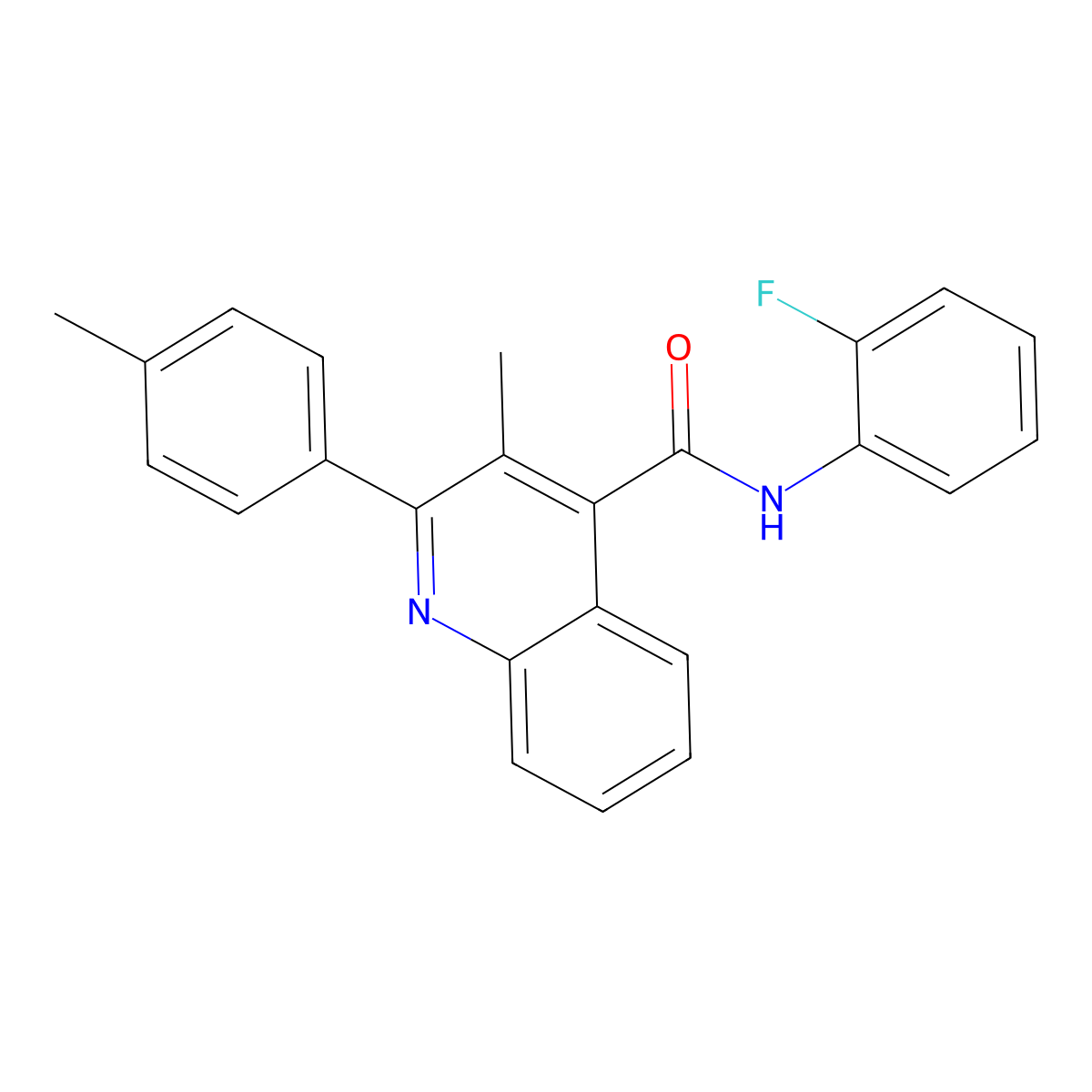 N-(2-fluorophenyl)-3-methyl-2-(4-methylphenyl)quinoline-4-carboxamide molecular structure, CAS 549542-47-4