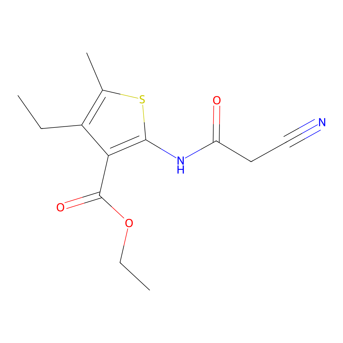 Ethyl 2-[(cyanoacetyl)amino]-4-ethyl-5-methylthiophene-3-carboxylate molecular structure, CAS 549542-87-2