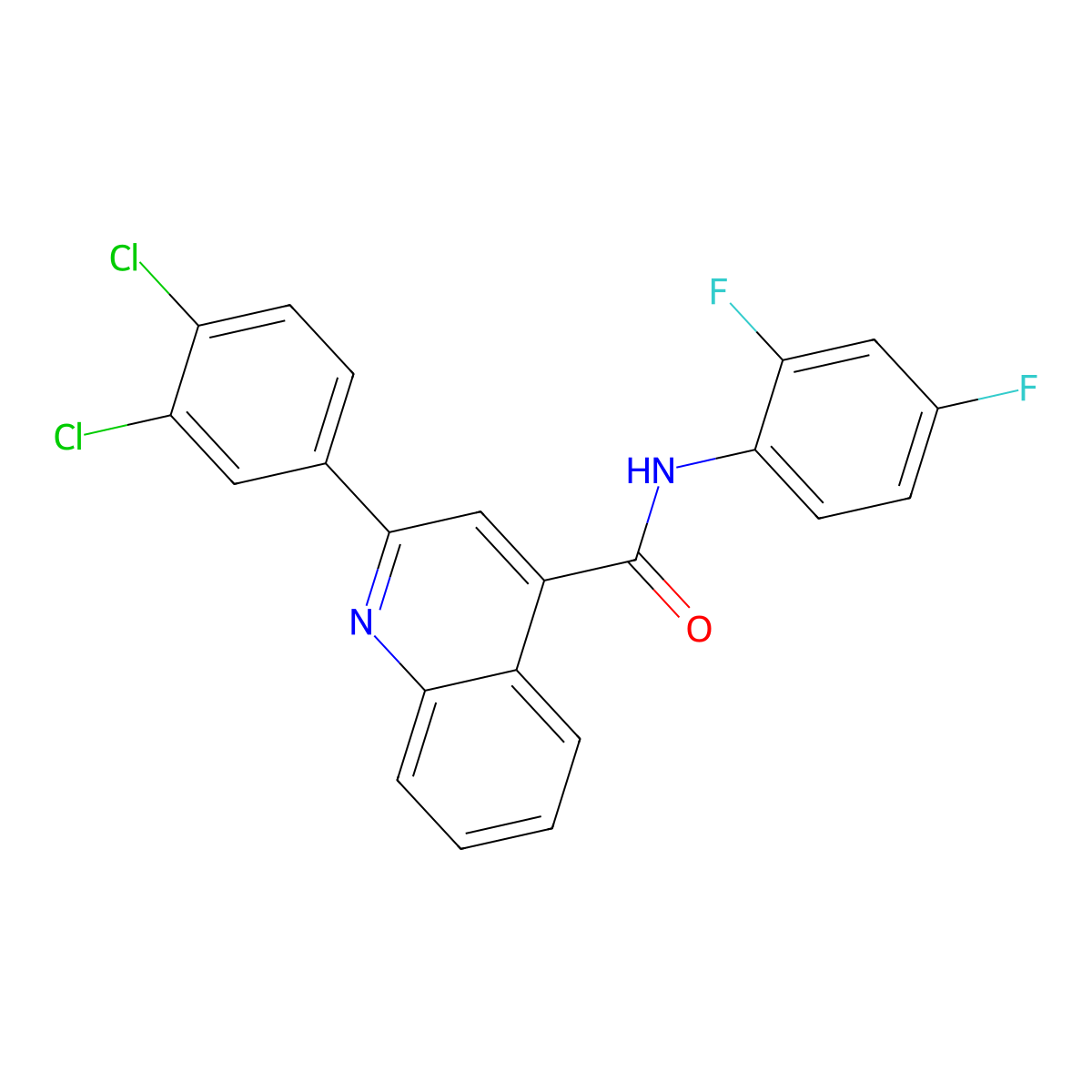2-(3,4-dichlorophenyl)-N-(2,4-difluorophenyl)quinoline-4-carboxamide molecular structure, CAS 549543-35-3