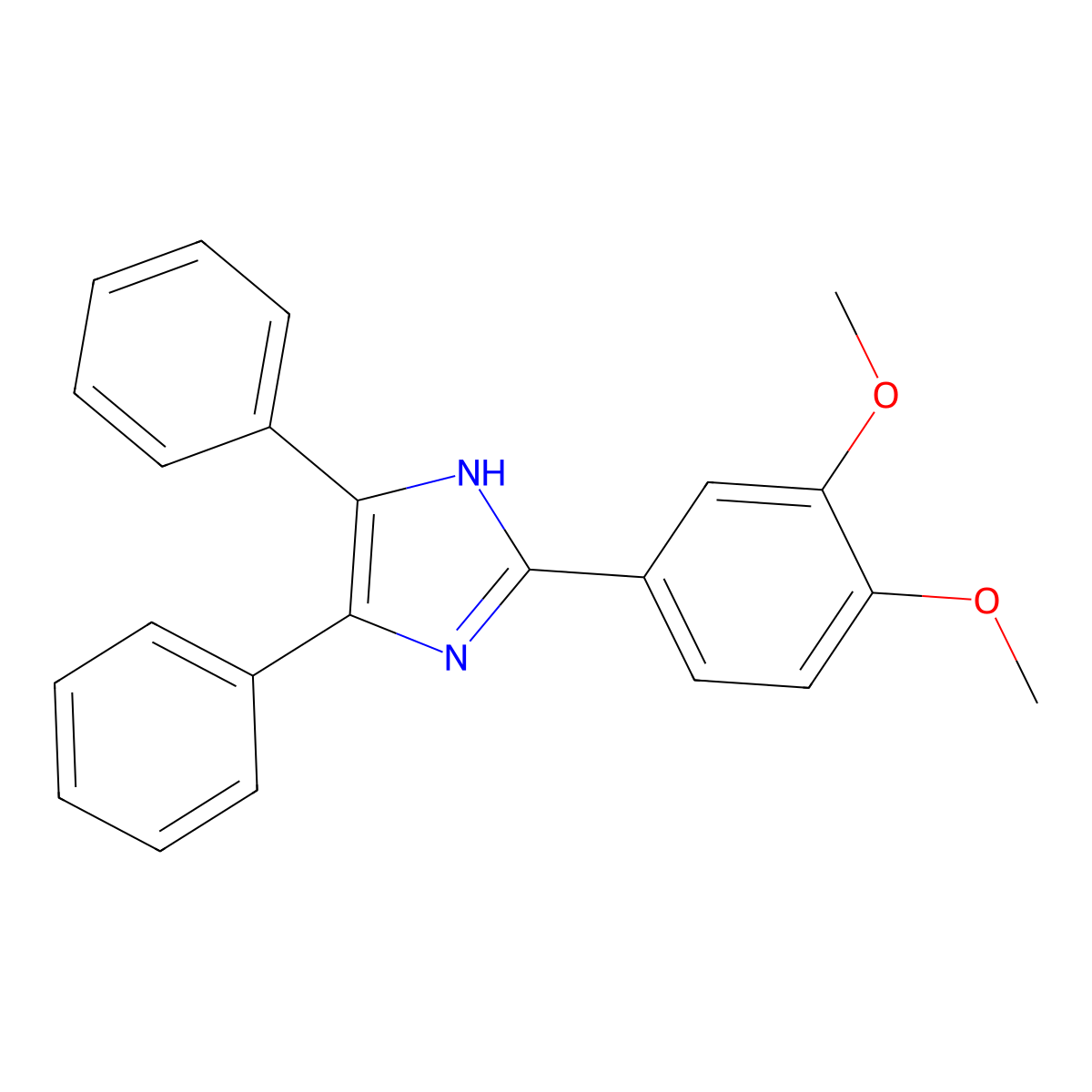 1H-imidazole, 2-(3,4-dimethoxyphenyl)-4,5-diphenyl- molecular structure, CAS 5496-41-3