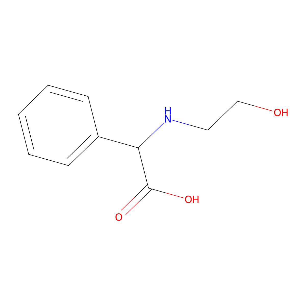 2-[(2-Hydroxyethyl)amino]-2-phenylacetic acid molecular structure, CAS 54961-32-9