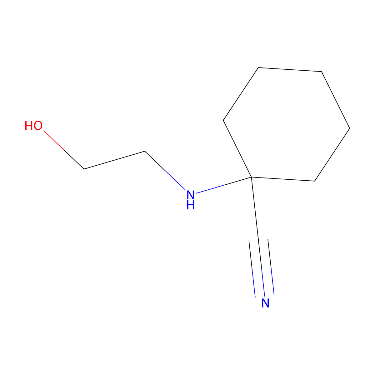 1-[(2-Hydroxyethyl)amino]cyclohexane-1-carbonitrile molecular structure, CAS 54961-36-3