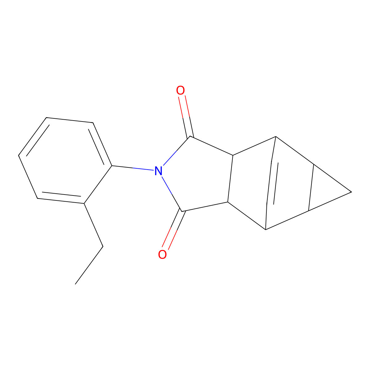 2-(2-ethylphenyl)hexahydro-4,6-ethenocyclopropa[f]isoindole-1,3(2H,3aH)-dione molecular structure, CAS 54962-42-4