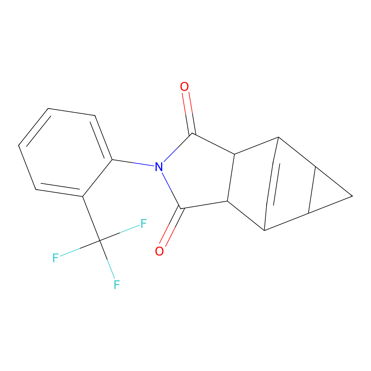 2-[2-(trifluoromethyl)phenyl]hexahydro-4,6-ethenocyclopropa[f]isoindole-1,3(2H,3aH)-dione molecular structure, CAS 54962-60-6