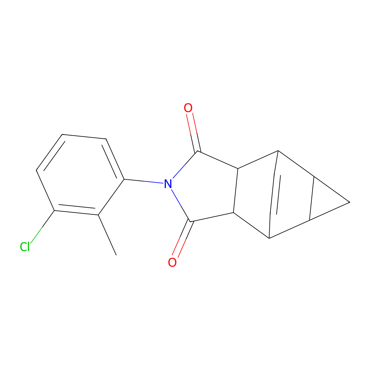 2-(3-chloro-2-methylphenyl)hexahydro-4,6-ethenocyclopropa[f]isoindole-1,3(2H,3aH)-dione molecular structure, CAS 54962-61-7