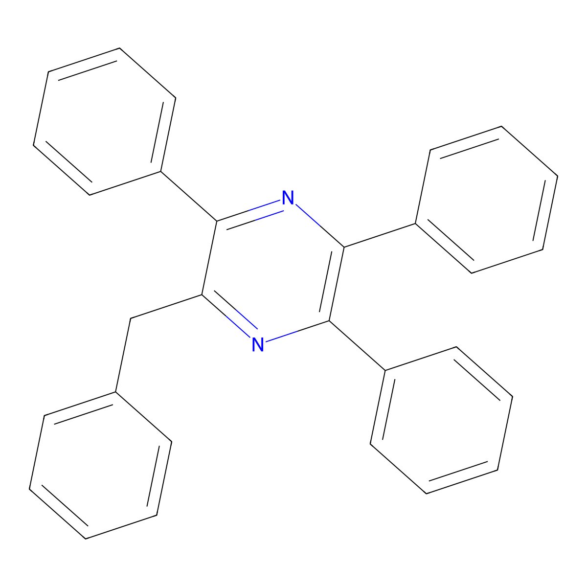 2-Benzyl-3,5,6-triphenylpyrazine molecular structure, CAS 54964-40-8