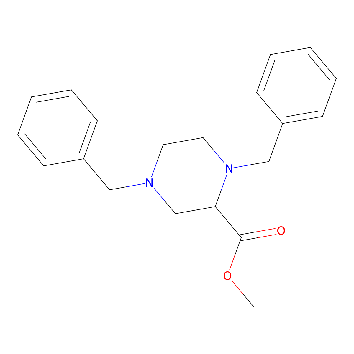 Methyl 1,4-dibenzylpiperazine-2-carboxylate molecular structure, CAS 54969-33-4