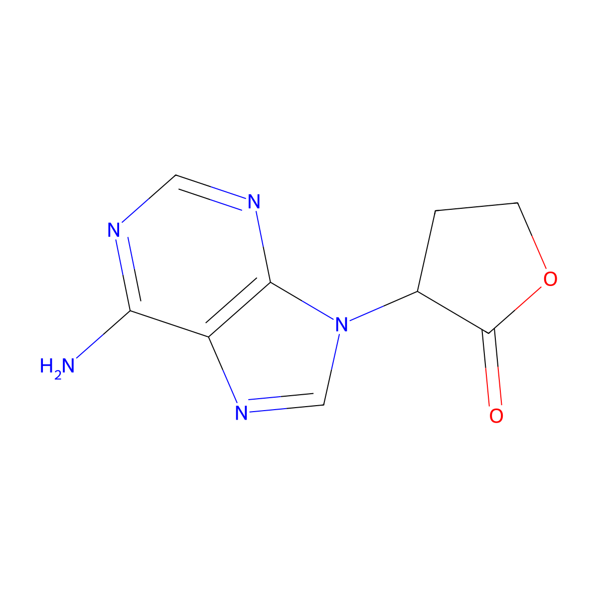 3-(6-amino-9H-purin-9-yl)oxolan-2-one molecular structure, CAS 54971-99-2