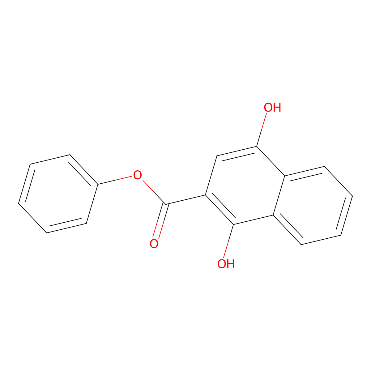 2-Naphthalenecarboxylic acid, 1,4-dihydroxy-, phenyl ester molecular structure, CAS 54978-55-1