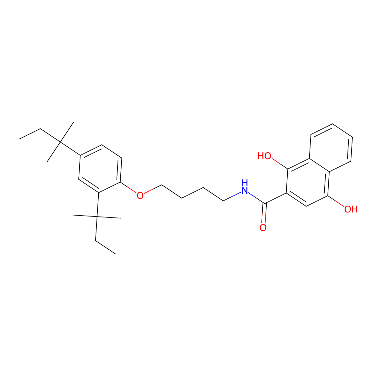 N-[4-[2,4-bis(2-methylbutan-2-yl)phenoxy]butyl]-1,4-dihydroxynaphthalene-2-carboxamide molecular structure, CAS 54978-84-6