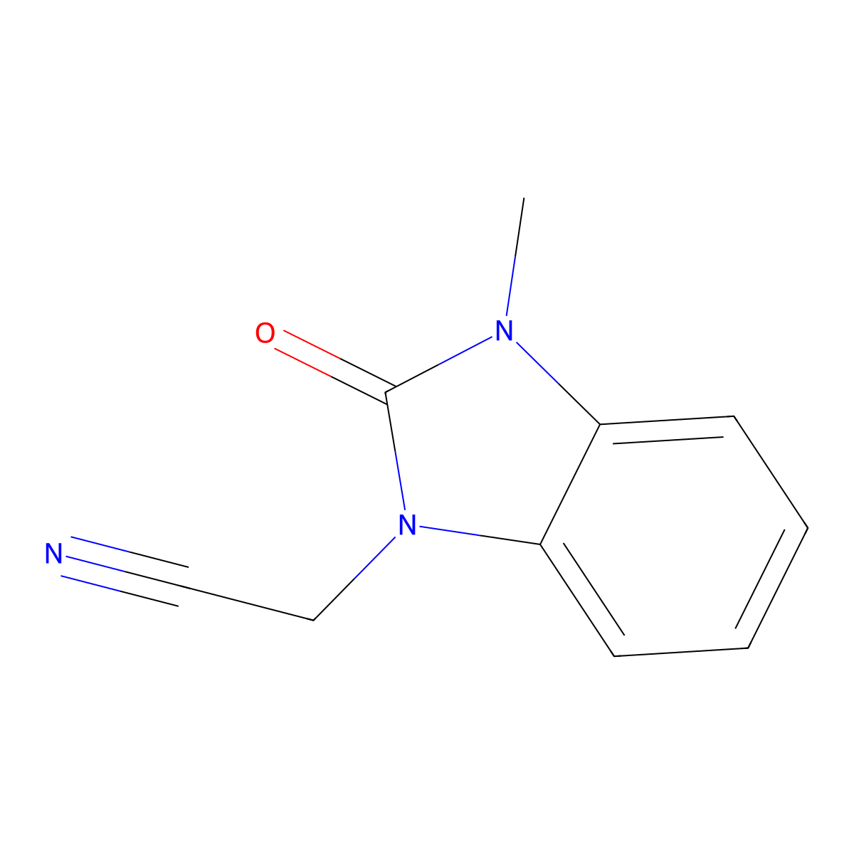 (3-methyl-2-oxo-2,3-dihydro-1H-benzimidazol-1-yl)acetonitrile molecular structure, CAS 54980-91-5