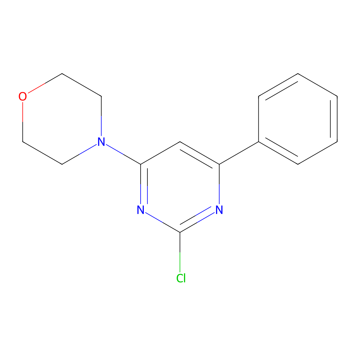 4-(2-Chloro-6-phenylpyrimidin-4-yl)morpholine molecular structure, CAS 54994-38-6