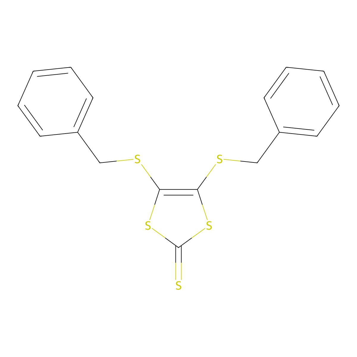 1,3-Dithiole-2-thione, 4,5-bis[(phenylmethyl)thio]- molecular structure, CAS 54995-25-4