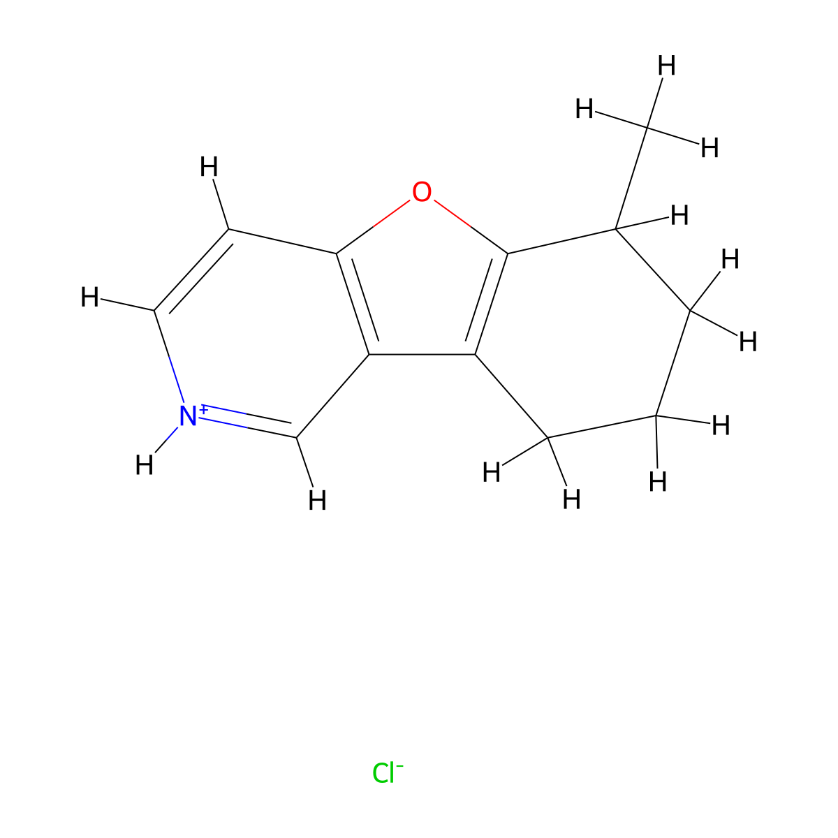 Benzofuro(3,2-c)pyridine, 1,2,3,4-tetrahydro-4-methyl-, hydrochloride molecular structure, CAS 54995-90-3