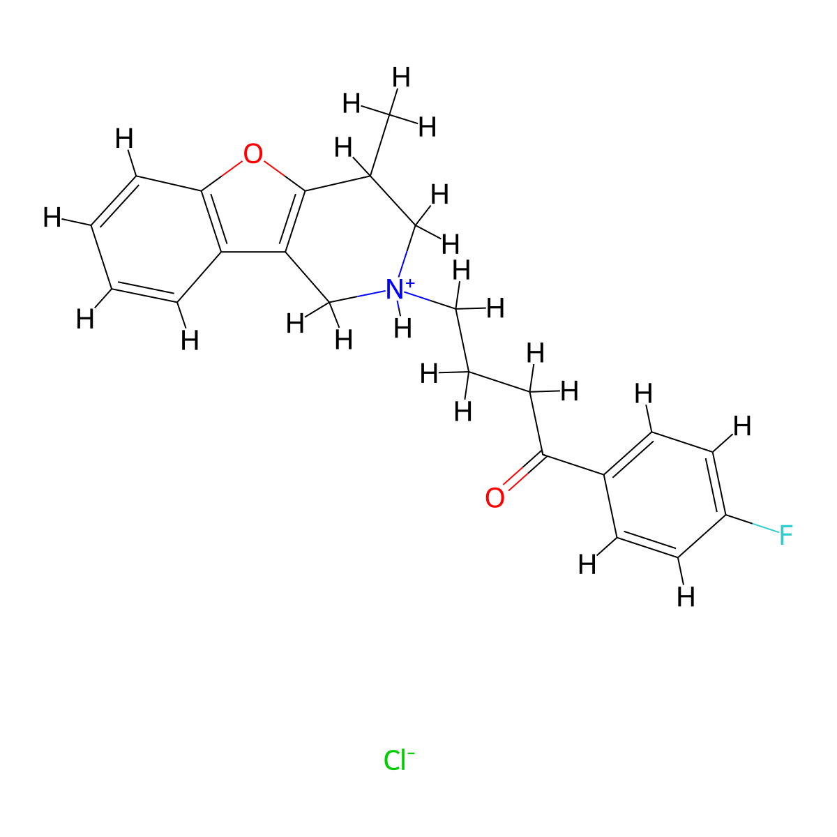 Butyrophenone, 4'-fluoro-4-(4-methyl-1,2,3,4-tetrahydrobenzofuro(3,2-c)pyridin-2-yl)-, hydrochloride molecular structure, CAS 54996-00-8