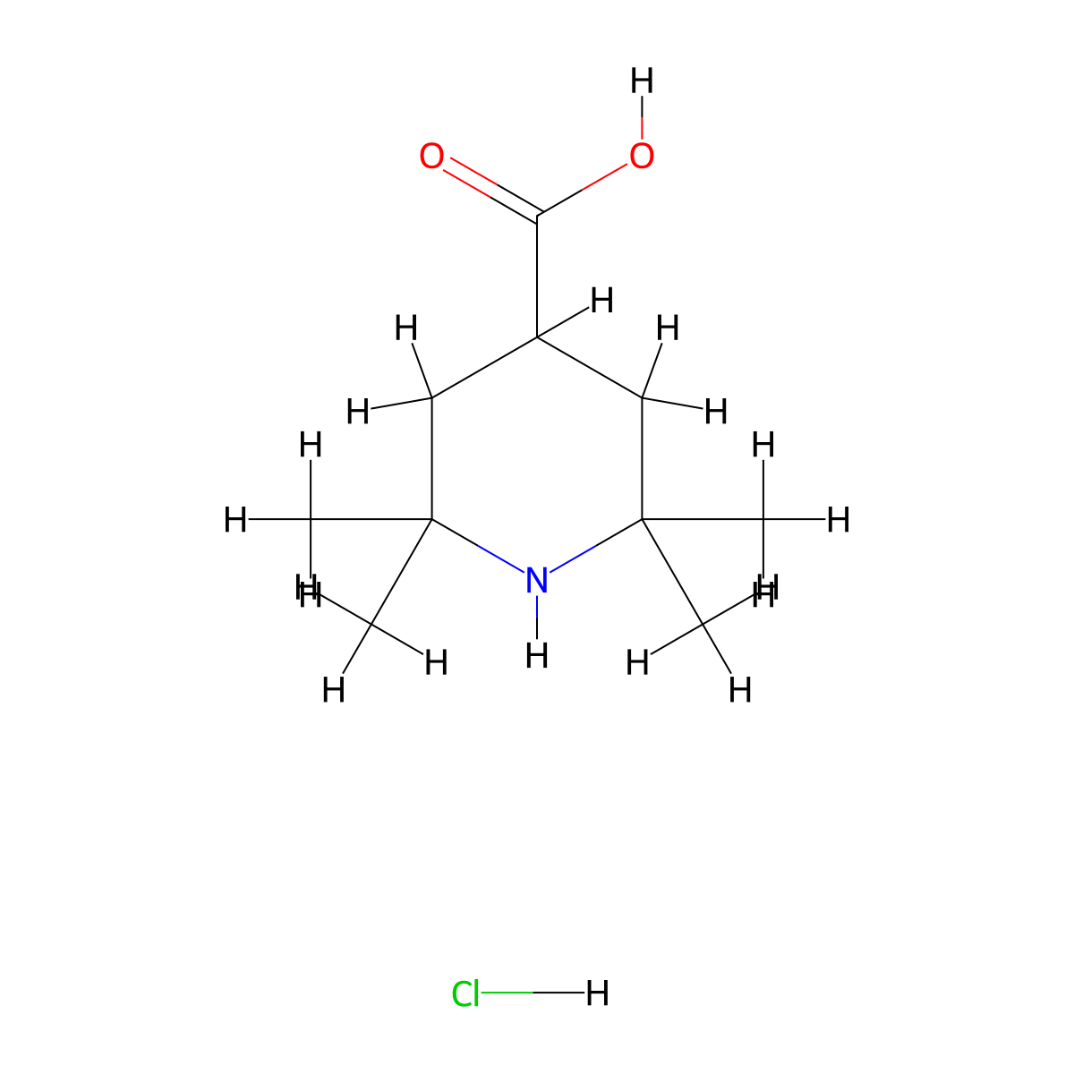 2,2,6,6-Tetramethylpiperidine-4-carboxylic acid hcl molecular structure, CAS 54996-07-5