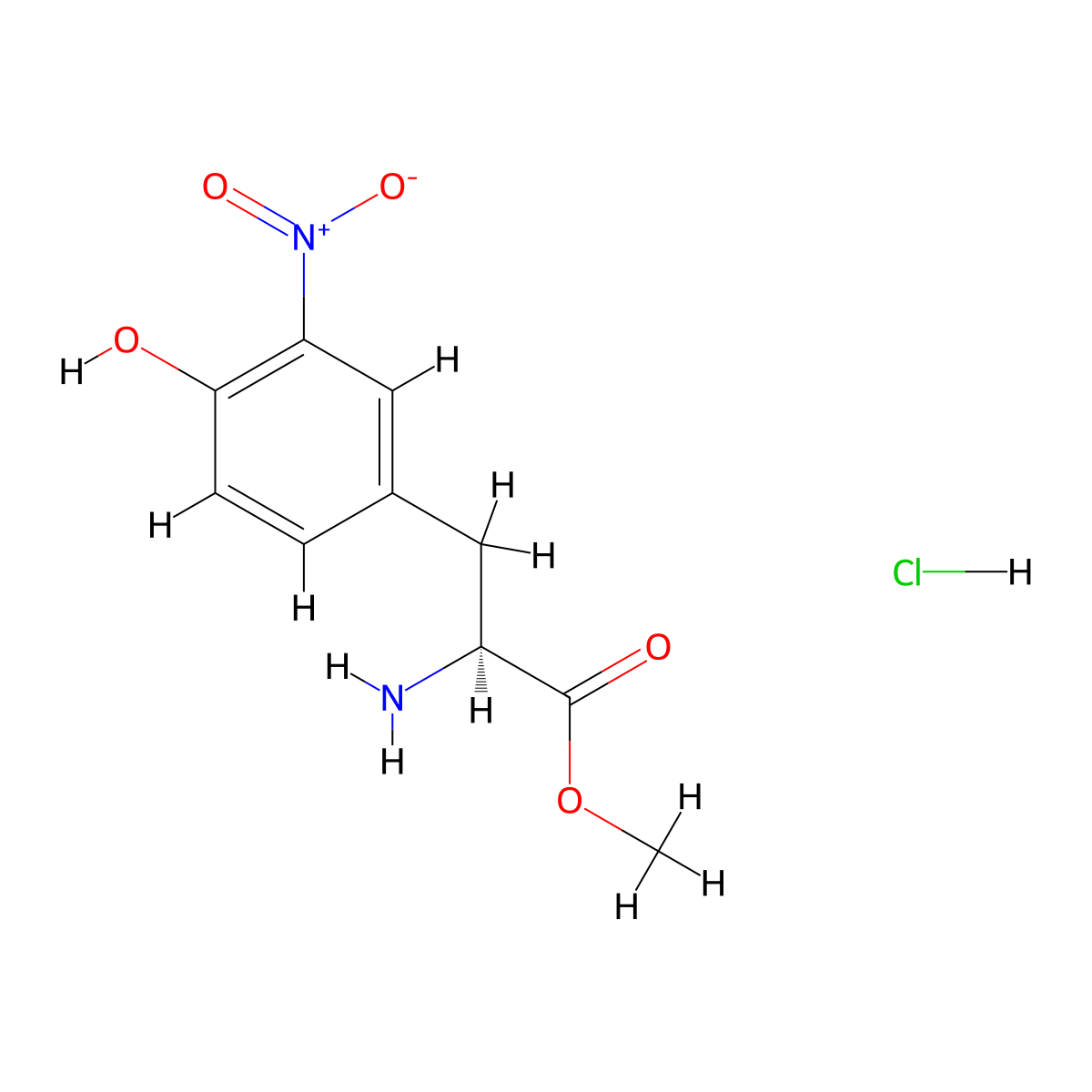 (S)-Methyl 2-amino-3-(4-hydroxy-3-nitrophenyl)propanoate hydrochloride molecular structure, CAS 54996-28-0