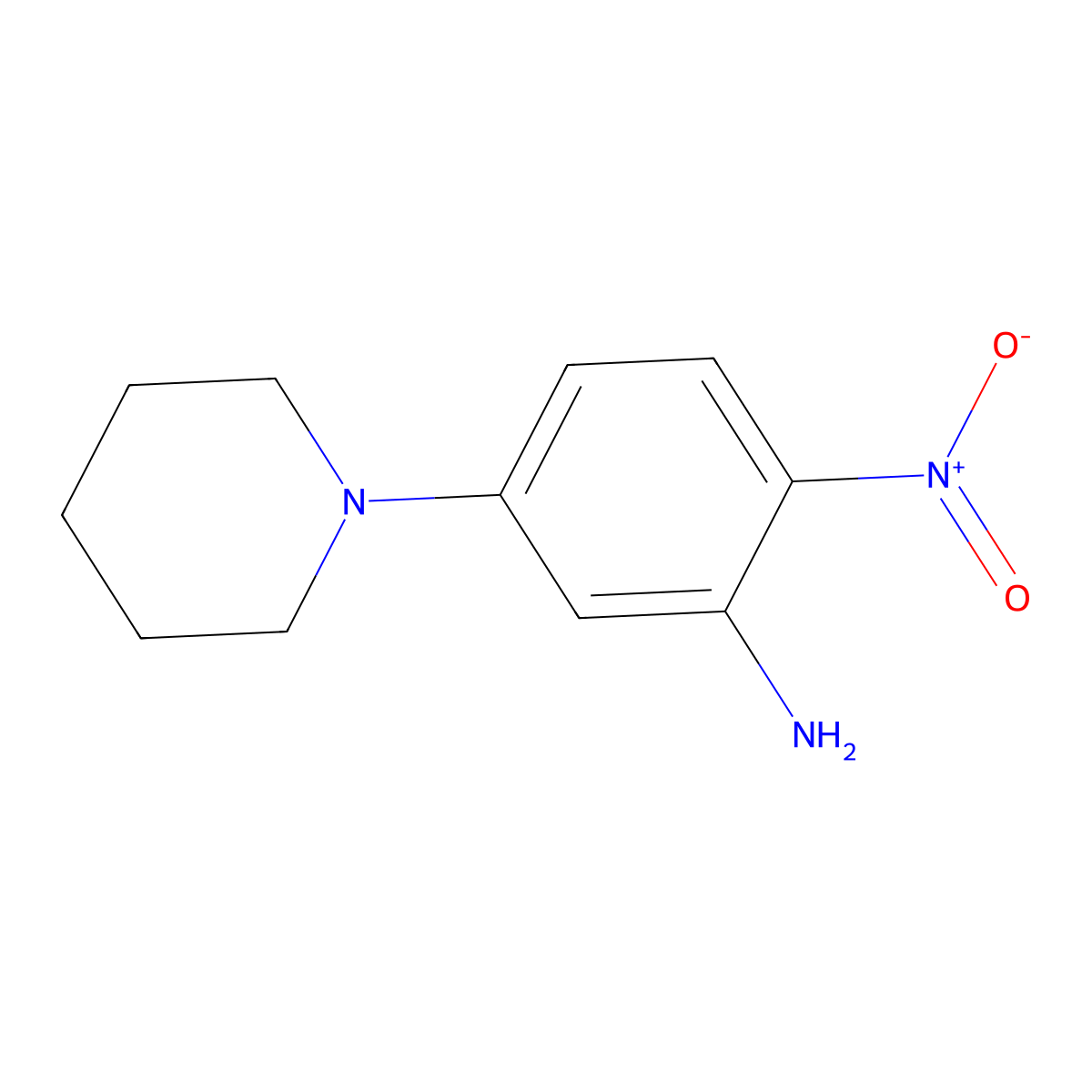 2-Nitro-5-piperidinoaniline molecular structure, CAS 54997-99-8