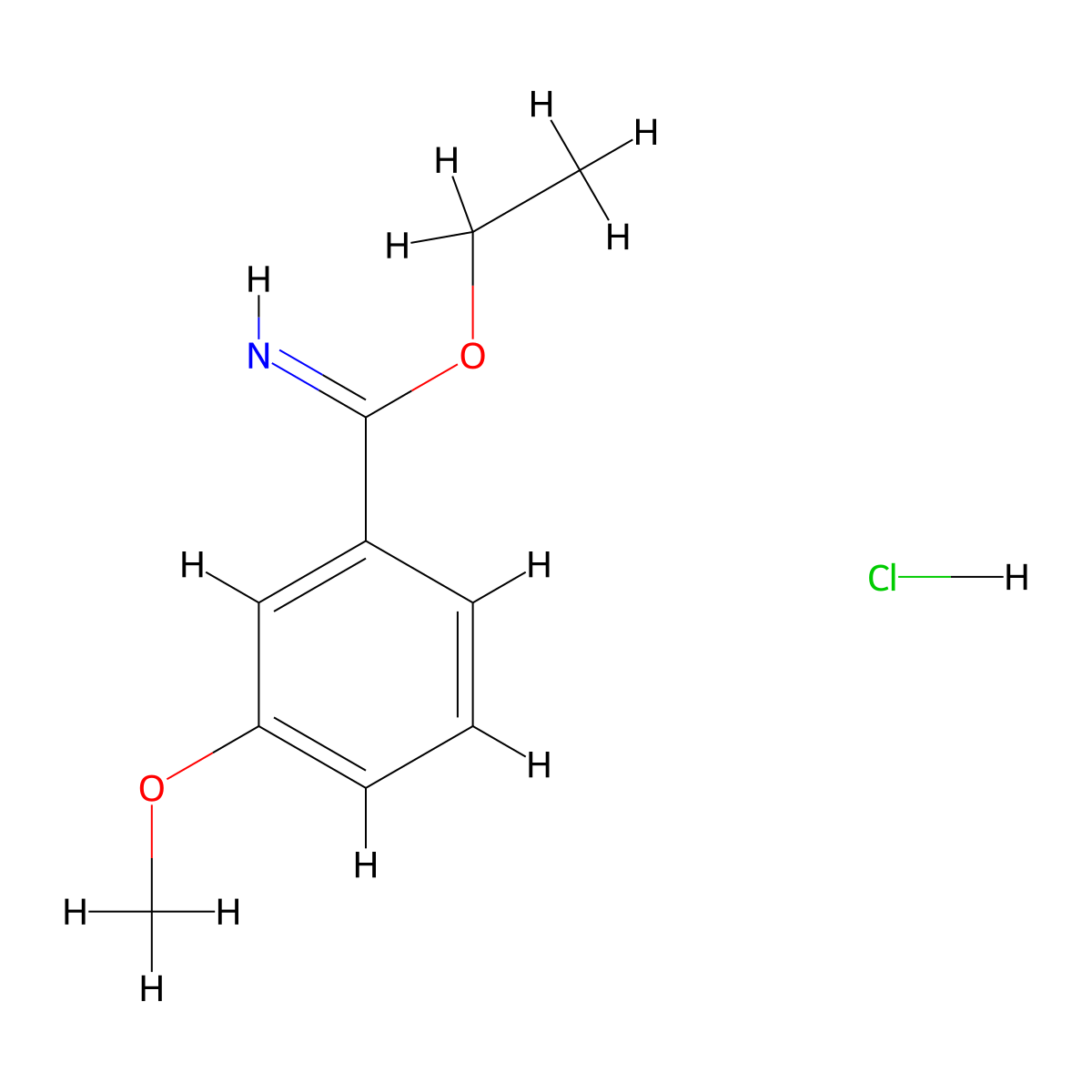 Benzenecarboximidic acid, 3-methoxy-, ethyl ester, hydrochloride molecular structure, CAS 54998-30-0