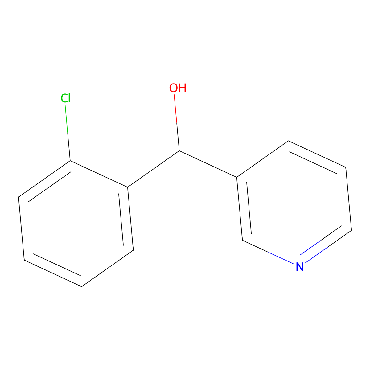alpha-(2-Chlorophenyl)-3-pyridinemethanol molecular structure, CAS 54999-78-9