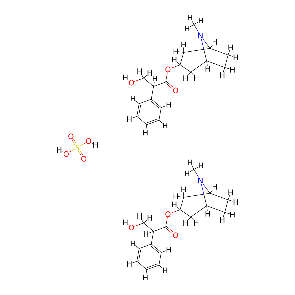 Atropine sulphate molecular structure, CAS 55-48-1