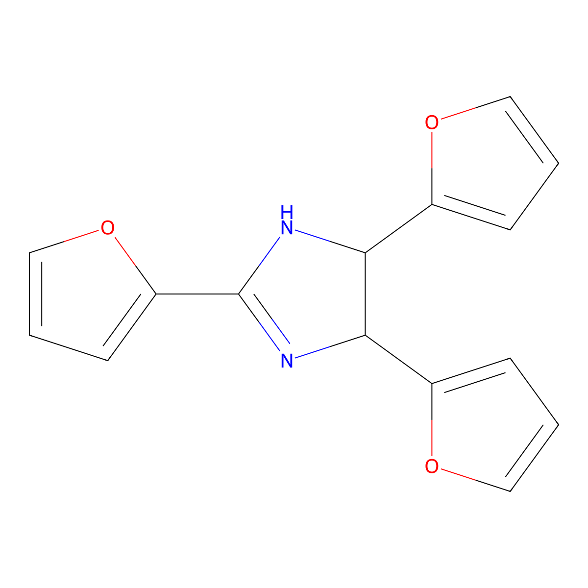 2,4,5-Tri-(2-furyl)-2-imidazoline molecular structure, CAS 550-23-2