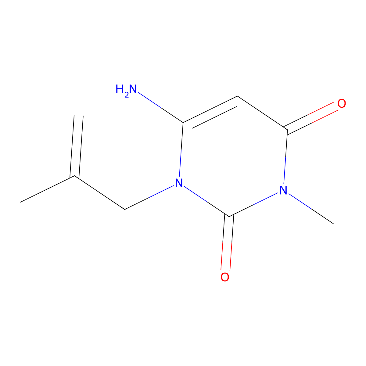 6-Amino-3-methyl-1-(2-methyl-2-propen-1-yl)-2,4(1H,3H)-pyrimidinedione molecular structure, CAS 550-28-7