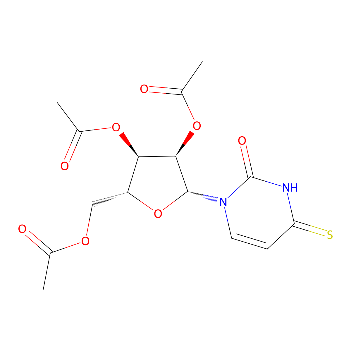 (2R,3R,4R,5R)-2-(Acetoxymethyl)-5-(2-oxo-4-thioxo-3,4-dihydropyrimidin-1(2H)-yl)tetrahydrofuran-3,4-diyl diacetate molecular structure, CAS 55003-25-3