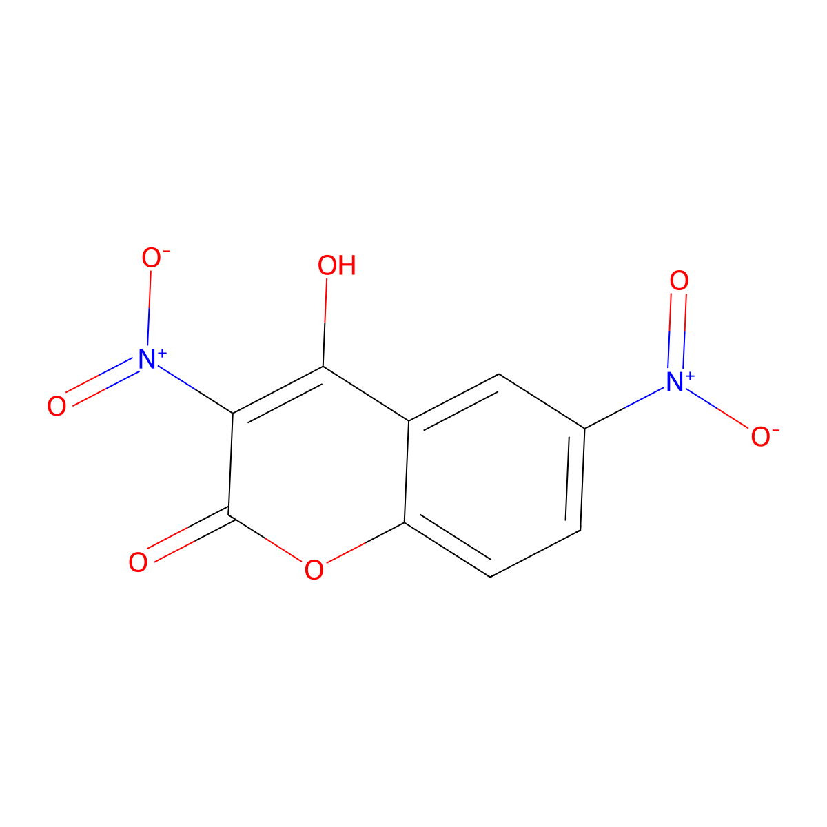 4-Hydroxy-3,6-dinitro-2H-1-benzopyran-2-one molecular structure, CAS 55005-14-6