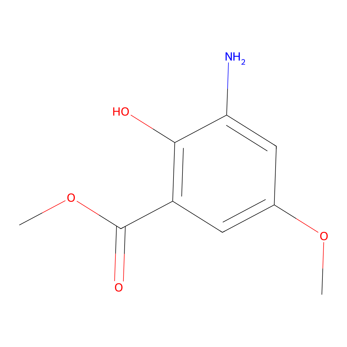 Methyl 3-amino-2-hydroxy-5-methoxybenzoate molecular structure, CAS 55008-18-9