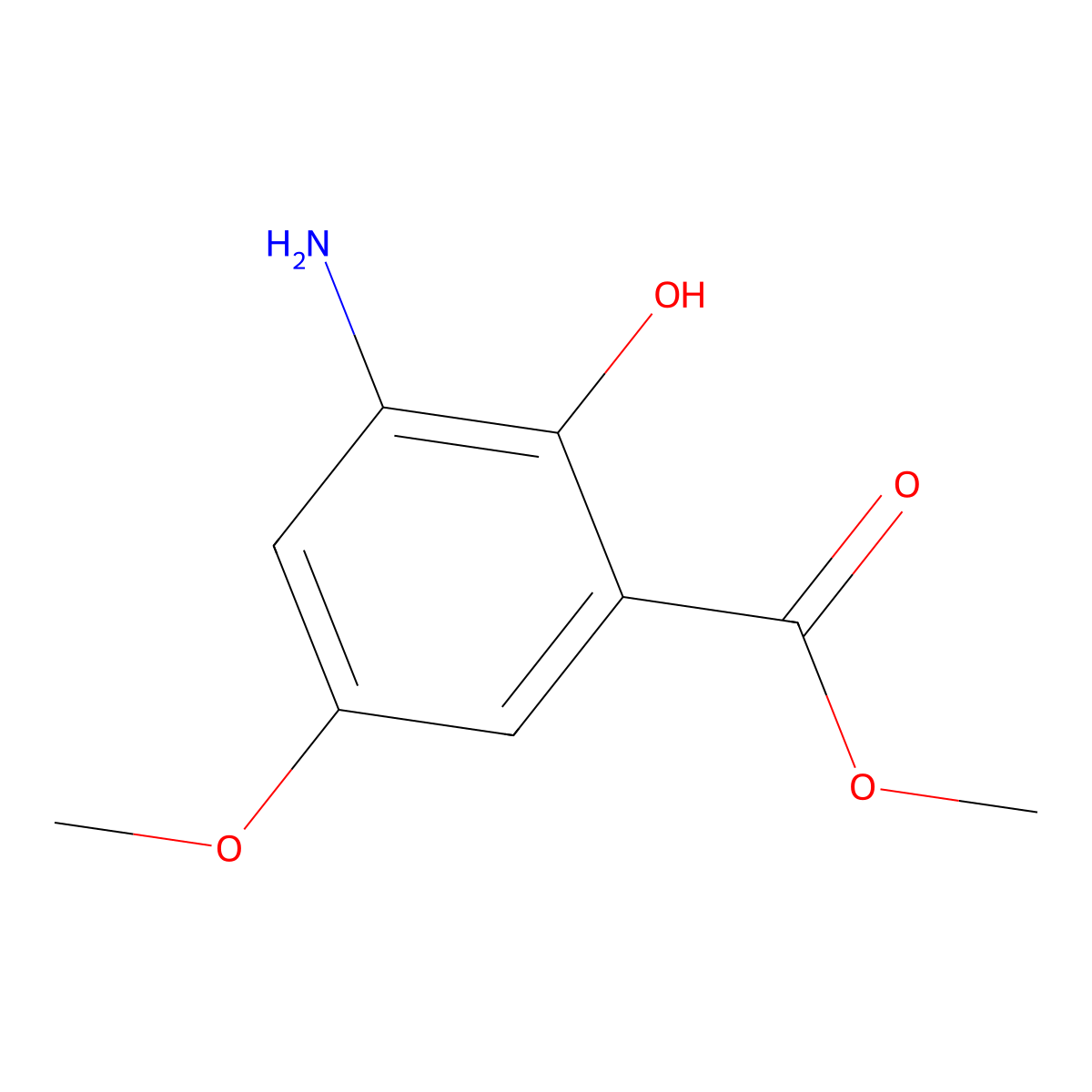 Methyl 3-amino-2-hydroxy-5-methoxybenzoate molecular structure, CAS 55008-18-9